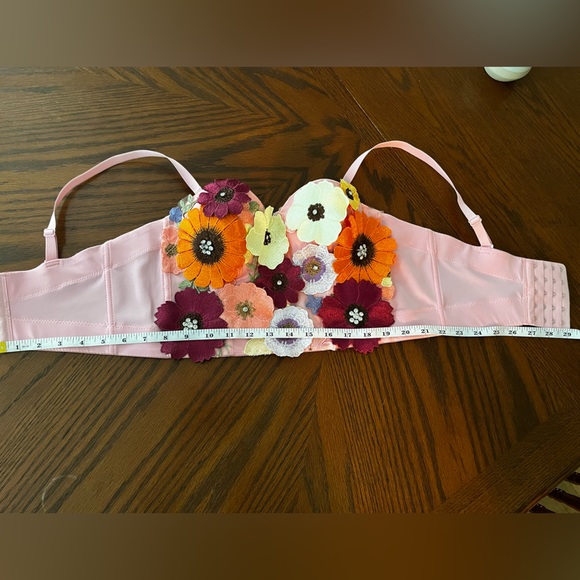 Floral appliqué bralette crop top Halloween fairy cottagecore boho costume - Picture 4 of 4